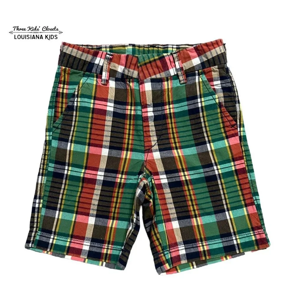 Baby Gap 4Y Green Navy Red Plaid Shorts